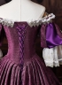 Purple Velvet Gold Embroidery Victorian Rococo Style Masquerade Ball Gown Off the Shoulder Theater Costume
