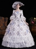 Purple Lace Flower Masquerade Dress Flare Sleeve Floor Length Floral Princess Theater Costume