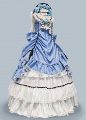 Blue Renaissance Victorian Jacquard Dress Women 18th Century Theater Costume Blue Renaissance Victorian Jacquard Dress Women 18th Century Theater Costume