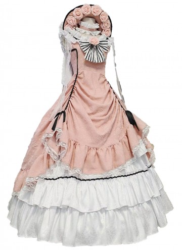 Blue Renaissance Victorian Jacquard Dress Women 18th Century Theater Costume