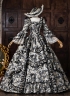 Baroque Black Floral Jacquard Brocade Victorian Rococo Dress Square Collar Long Sleeve Venice Carnival Holiday Festive Formal Gown