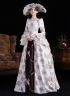 Brown Printed Edwardian Holiday Festive Dress 1890s 1900s 2PC Jacket and Skirt Downton Abbey Dress Historical Costume