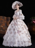 Purple Lace Flower Masquerade Dress Flare Sleeve Floor Length Floral Princess Theater Costume