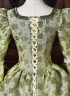 Yellow Green Floral Brocade Rococo Formal Party Dress Lace Long Sleeve Theater Costume