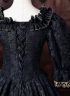 Black Floral Historical Gothic Victorian Ball Gown Half Puff Witch Halloween Costume