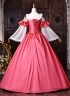 Pink Floral Brocade Off the Shoulder Masquerade Stage Dress Bell Sleeves Fantasy Costume