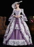 Purple Lace Ruffled Printed Holiday Carnival Party Gown Women Fantasy Stage Theater Costume