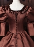 Brown Satin Lace Flower Masquerade Dress Short Puff Sleeve Floor Length Theater Costume