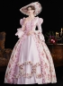 Blue Printed Cosplay Theme Party Dress Flare Sleeve Floor Length Venice Fancy Costume