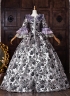 Vintage Purple Floral Brocade 18th Century Rococo Tea Party Ball Gown Lace-Up Venice Carnival Costume