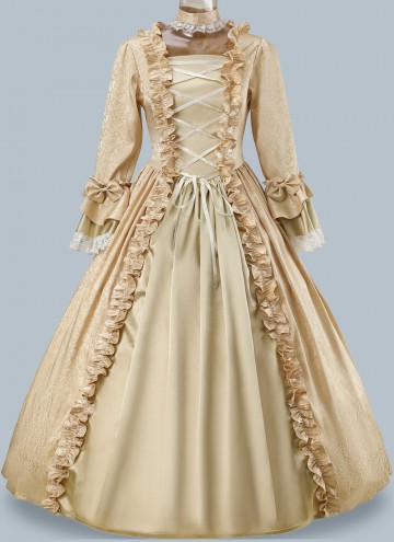 Champagne Blue Coffee Jacquard Victorian Dress Women Historical Dresses