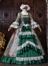 Victorian Green Floral Jacquard Brocade Masquerade Dress Venice Carnival Costume