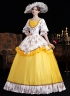 Yellow Printed Ruffled Party Dress Venice Carnival Holiday Festive Formal Gown