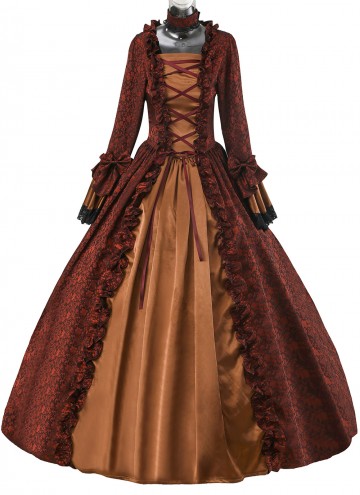 Champagne Blue Coffee Jacquard Victorian Dress Women Historical Dresses