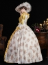 Blue Printed Cosplay Theme Party Dress Flare Sleeve Floor Length Venice Fancy Costume