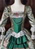 Victorian Green Floral Jacquard Brocade Masquerade Dress Venice Carnival Costume