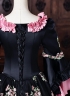 Customize Rococo Black Floral Printed Satin Masquerade Dress Venice Carnival Holiday Festive Formal Gown