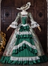 Victorian Green Floral Jacquard Brocade Masquerade Dress Venice Carnival Costume
