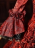 Vampire Red Floral Brocade Long Sleeves Tiered Ruffles Floor Length Masquerade Party Dress