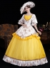 Yellow Printed Ruffled Party Dress Venice Carnival Holiday Festive Formal Gown