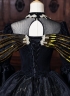 Black Brocade Halloween Dark Fantasy Dress Long Sleeves Floor Length Masquerade Ball Gown