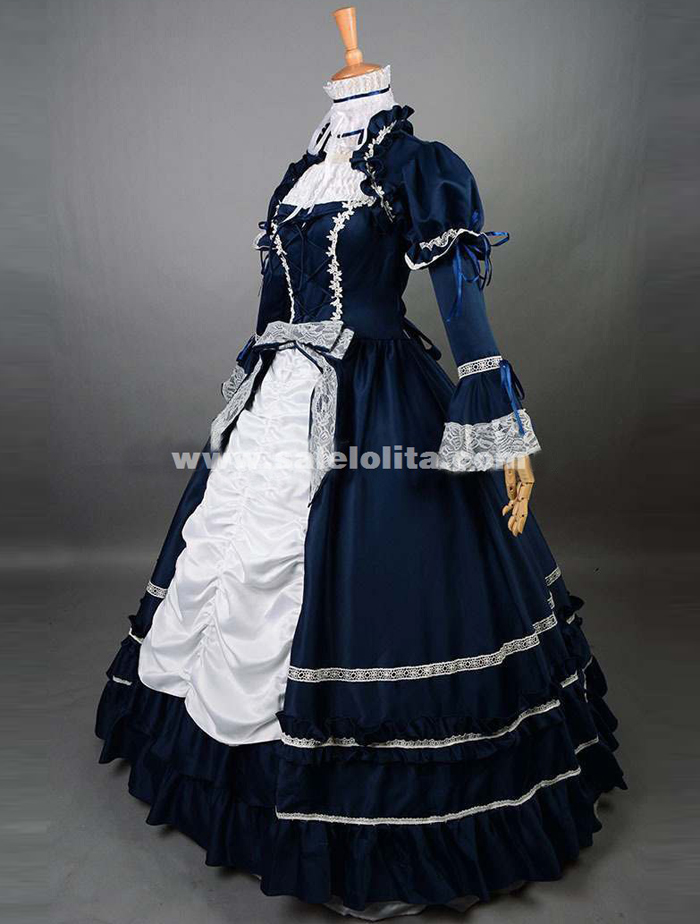 dark blue renaissance dress Navy Blue Chenille Corset Dress main image 1