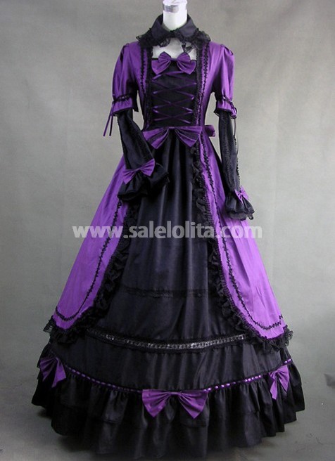 Gothic Dress Purple and Black Gothic Victorian Dress With Lace decoration