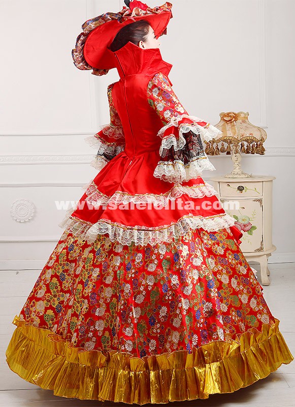 green emerald velvet dress Red/Gold Upscale Fantasy Belle Gown with Flowers Medium main image 0