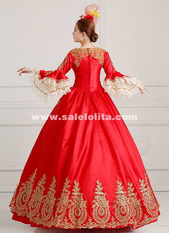 red medieval wedding dress Vintage Black And Red Gothic Wedding Dress Long Sleeves Lace Appliques Medieval