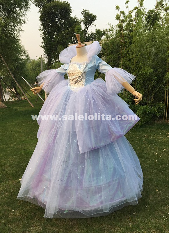 Adult Women Princess Cinderella Costume Long Fairy Godmother Cosplay Dresses  Halloween Costume