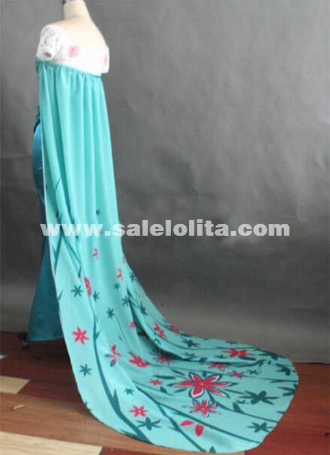 Hot Sale Printed Elsa Birthday Cosplay Costume for women Adult Elsa Cosplay Dress  Halloween Party Costume
