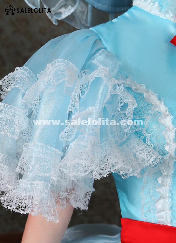 princess polly baby blue dress Blue Plaid Elasticated Mini Dress, Babydoll Puff Sleeve Mini Dress main image 0