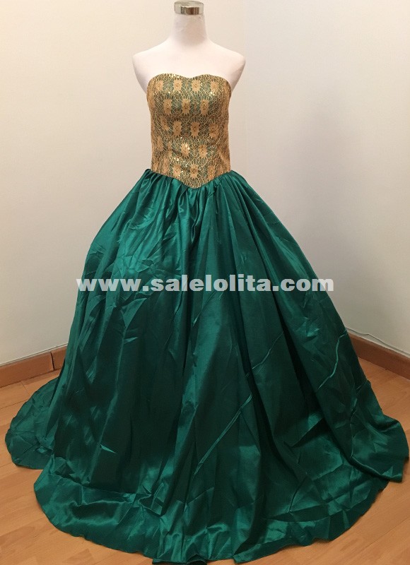1860S Civil War Gown Ball Dress Medieval Victorian Bustle Carnival Sexy  Long Green Dress Movie Theme