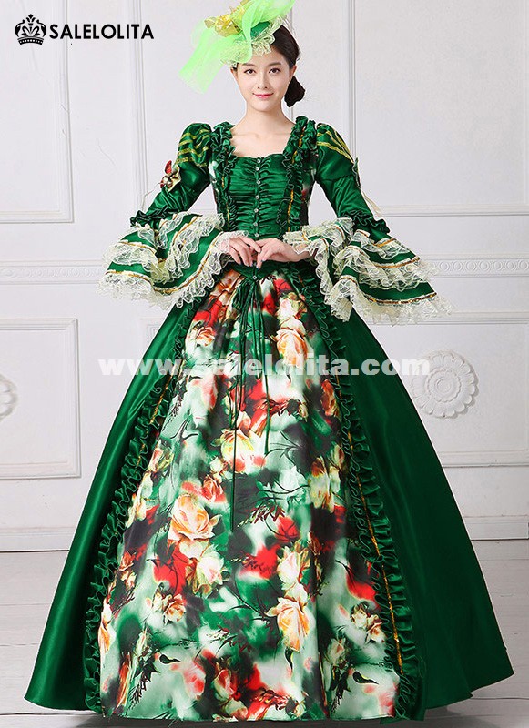 green emerald velvet dress Gothic Long Medieval Vintage Dress Costume – The Official Strange & Creepy  Store! main image 1
