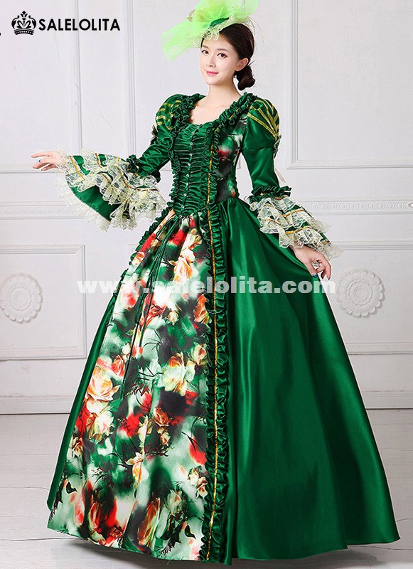 Fairy Princess Stage Party Gown Medieval Queen Green Dress Christmas Historical Costume Fairy Princess Stage Party Gown Medieval Queen Green Dress Christmas Historical Costume