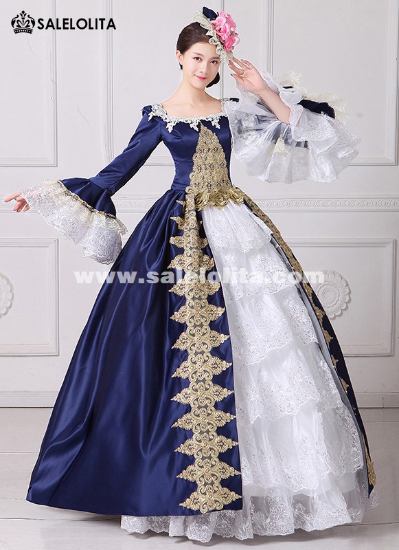Brand New Blue Embroidery Marie Antoinette Ball Gowns Civil War Southern Belle Masquerade Dress Reenactment Women Clothing Brand New Blue Embroidery Marie Antoinette Ball Gowns Civil War Southern Belle Masquerade Dress Reenactment Women Clothing