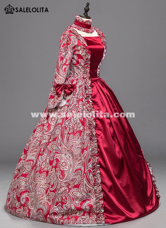 slim fit dress slacks Red Hollow Embroidery Floral Print Half Sleeves High Waisted Victorian  Lolita Prom Dress  LolitaInside