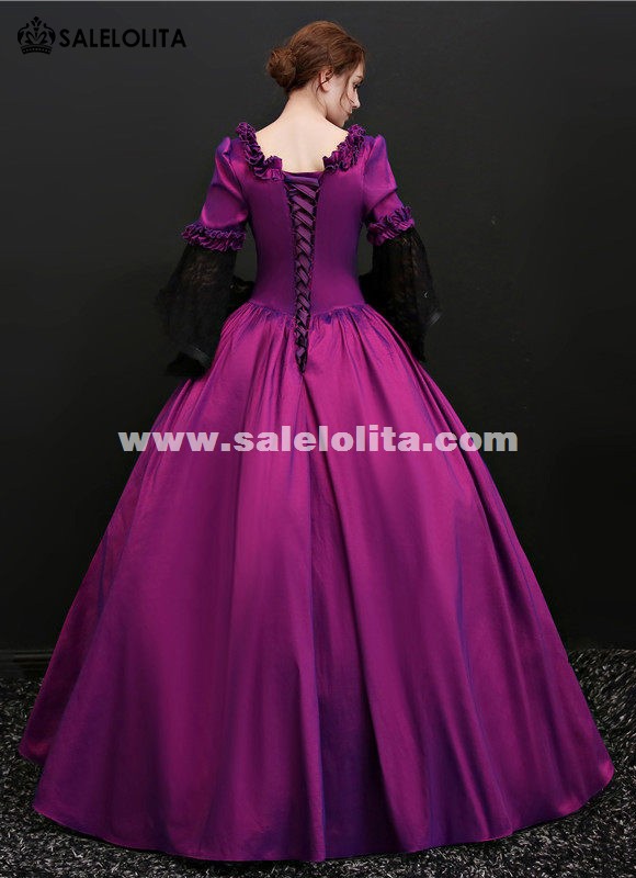 open lace back dress Vintage Purple Lace Wedding Dress with Keyhole Back main image 0