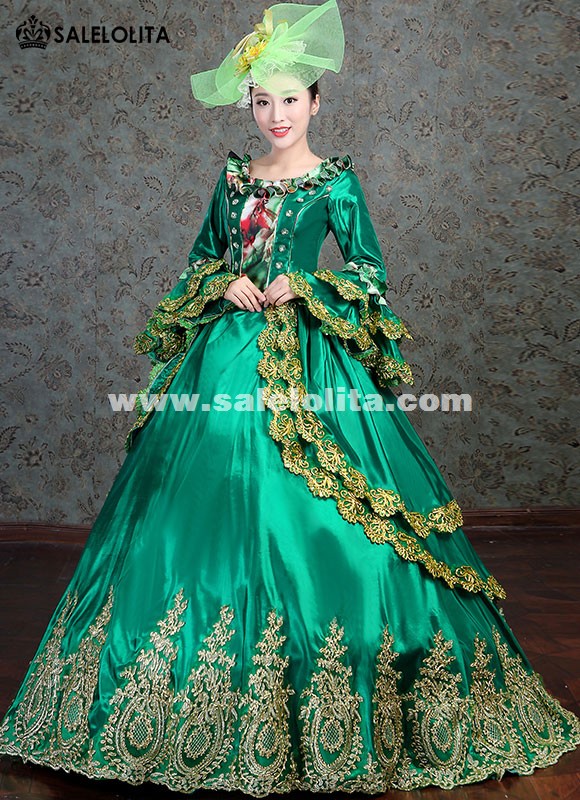 Southern Belle Civil War Dress Marie Antoinette Gown Masquerade Party Dress  Women Green Theater Clothing