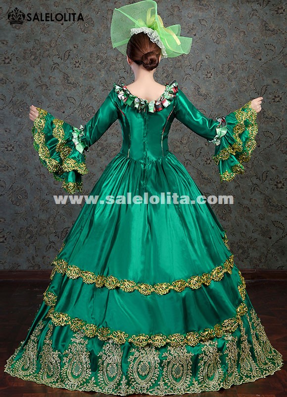 Southern Belle Civil War Dress Marie Antoinette Gown Masquerade Party Dress  Women Green Theater Clothing