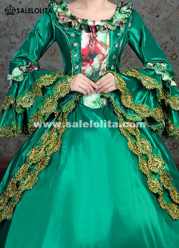 Southern Belle Civil War Dress Marie Antoinette Gown Masquerade Party Dress  Women Green Theater Clothing