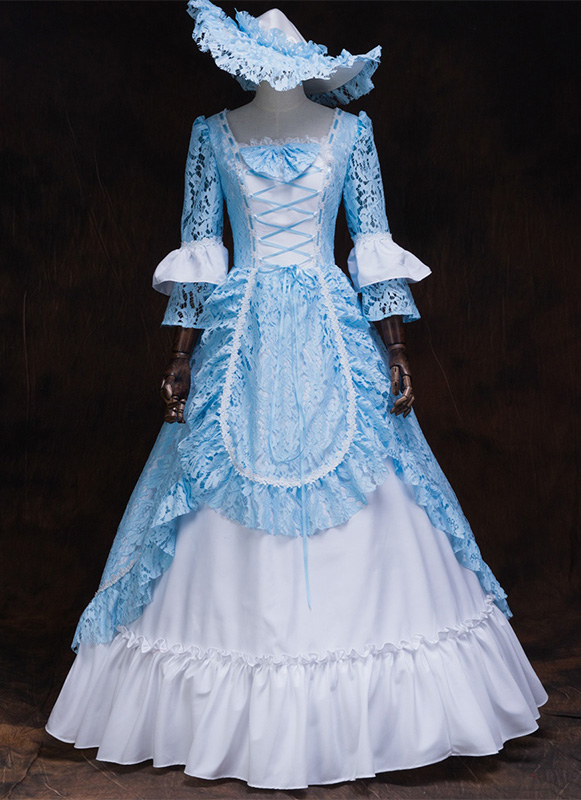 Blue Rococo Belle Princess Lolita Marie Antoinette Dress Medieval Reenactment Theater Dress Brocade Victorian Period Queen Blue Rococo Belle Princess Lolita Marie Antoinette Dress Medieval Reenactment Theater Dress Brocade Victorian Period Queen