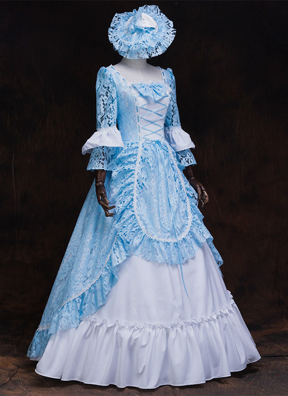 blue medieval princess dresses Marie Antoinette Costume