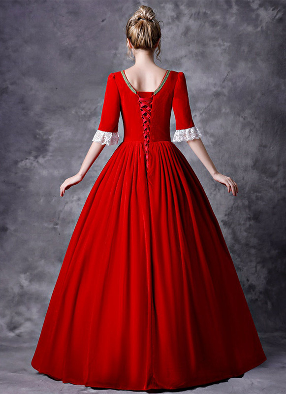 Red Rococo Princess Queen Marie Antoinette Dress Women Birthday Party Ball Gown Christmas Masquerade Costume