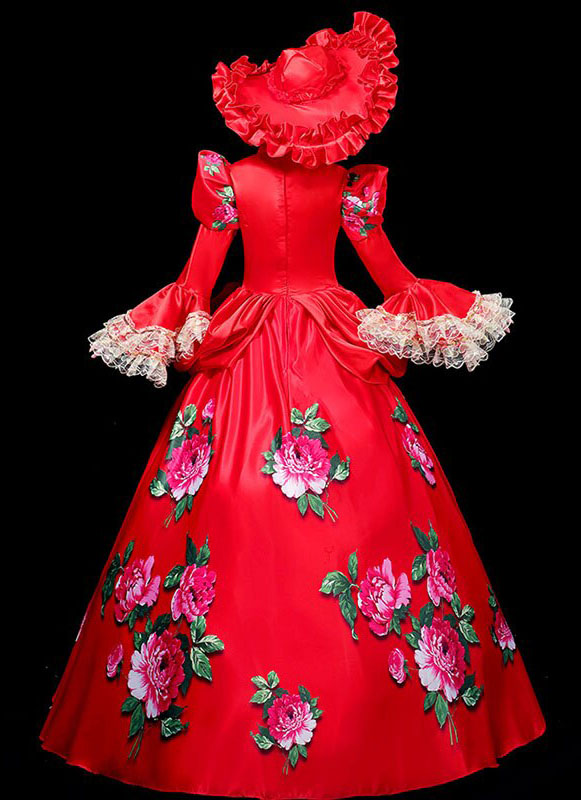 Red Southern Belle Princess Dress Christmas Party Ball Gown Women Vintage  Wedding Dress
