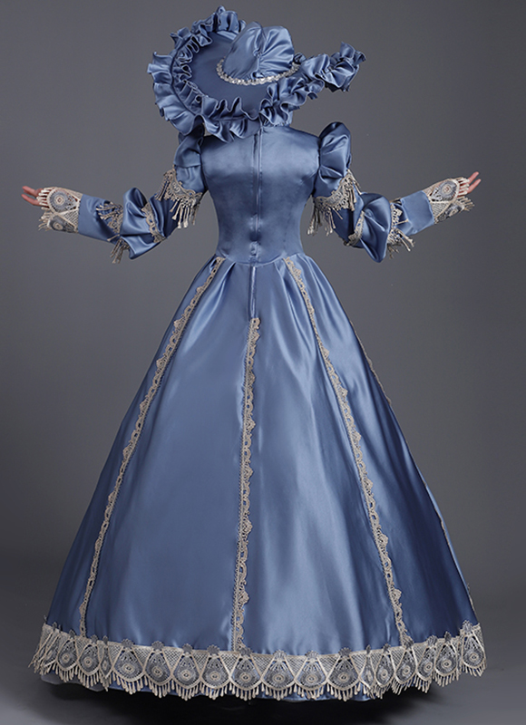Wedding Dress Blue Victorian Skirt Early Victorian Revolutionary Dress  Renaissance Theater Costume