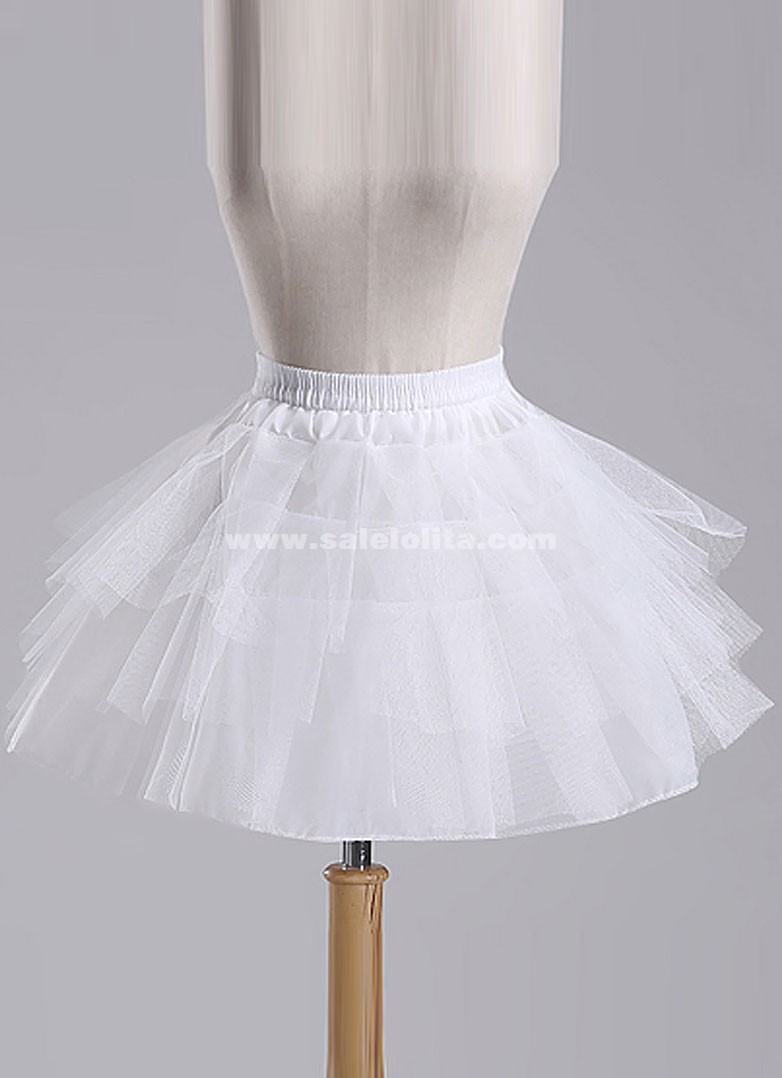 Black/White/Red Tulle Short Knee Length Crinoline Petticoat 3 Layer  Underskirt,Maid/Ballet/Lolita Dress