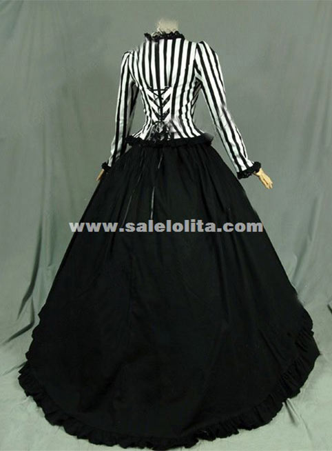 black and white victorian dress Striped Victorian Dress