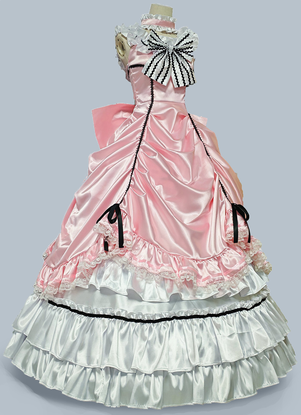 Pink Dress 1880s 1890s Smooth Satin Blue Pink Dress Garden Afternoon Stroll Outfit Theater Costume Pink Dress 1880s 1890s Smooth Satin Blue Pink Dress Garden Afternoon Stroll Outfit Theater Costume